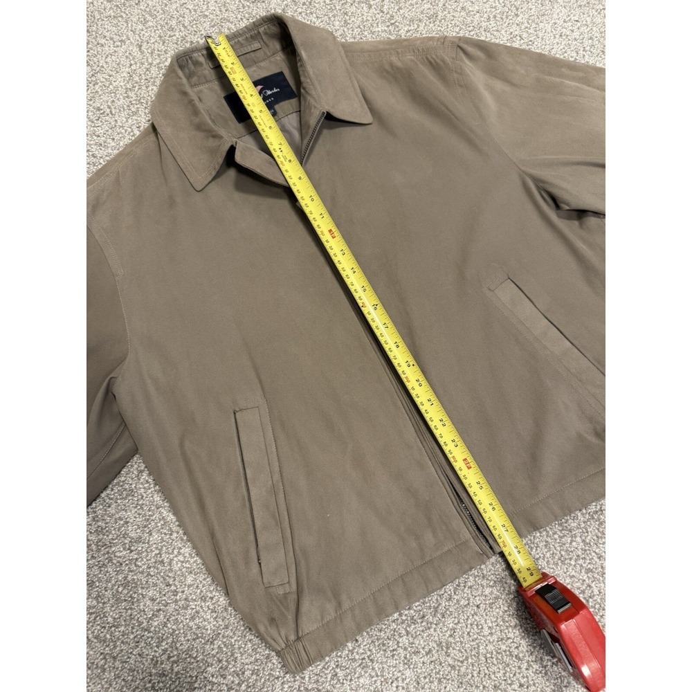 Newport Harbor Tailored Bomber Jacket Faux Suede Size L Tan/Beige/Khaki, Lined - Picture 7 of 15